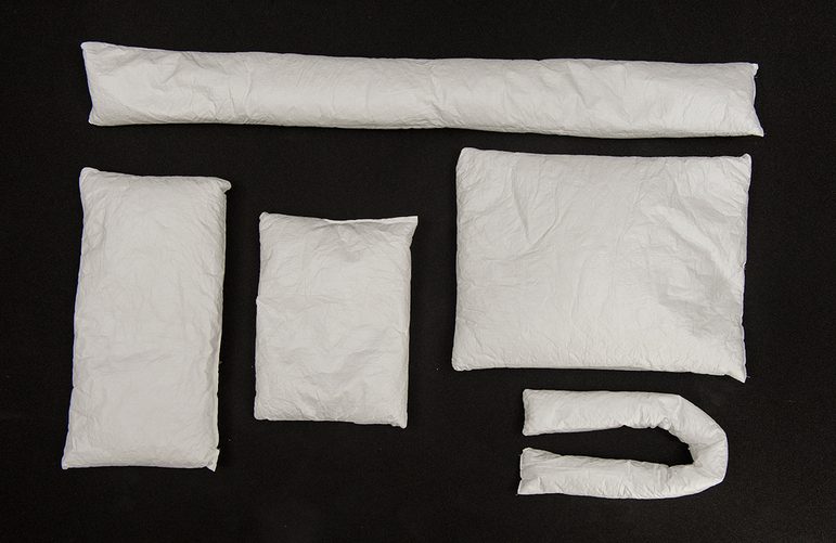 A group of white Tyvek cushions for packaging objects.